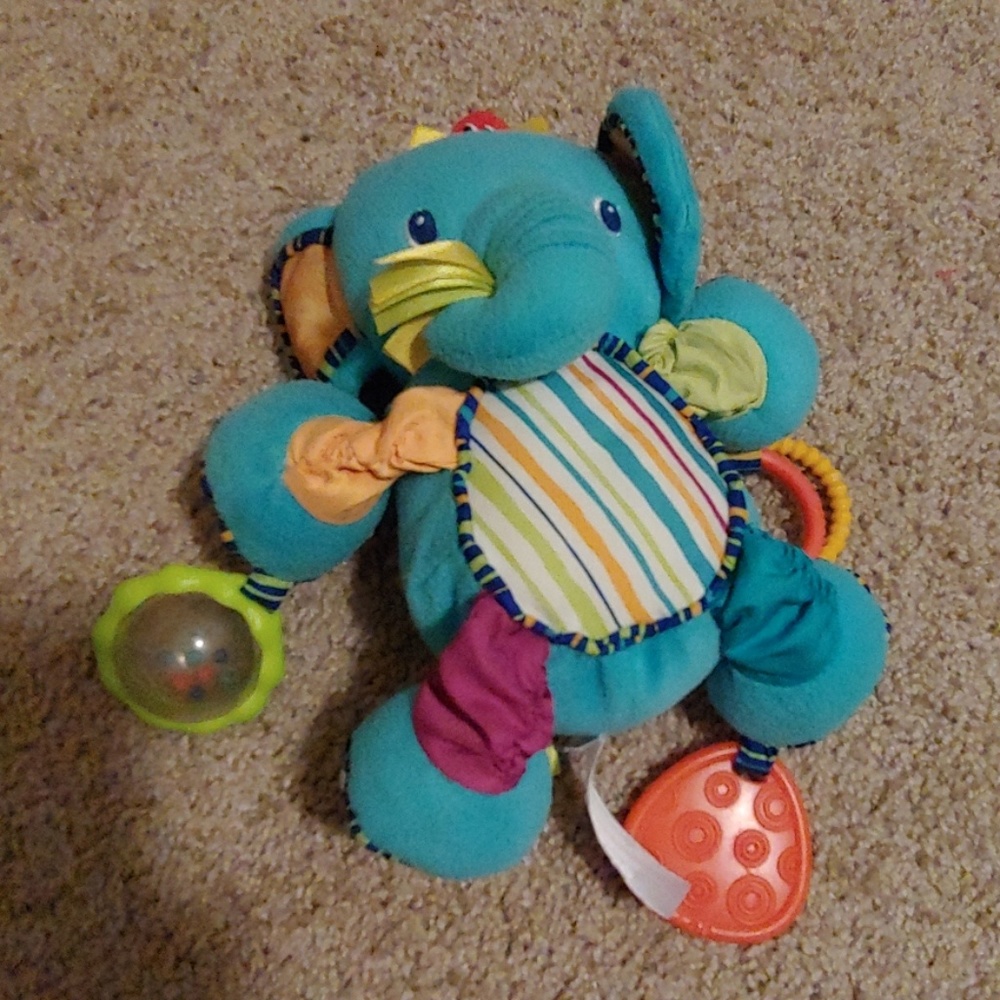 Elephant rattle with teething toy